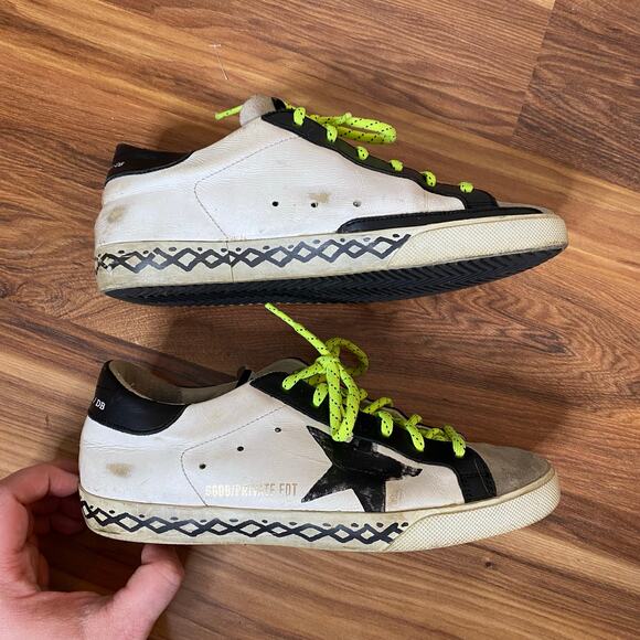 GOLDEN GOOSE Superstar Scribble White Leather Skateboard Sneaker Shoes Size US 8 - Picture 6 of 16